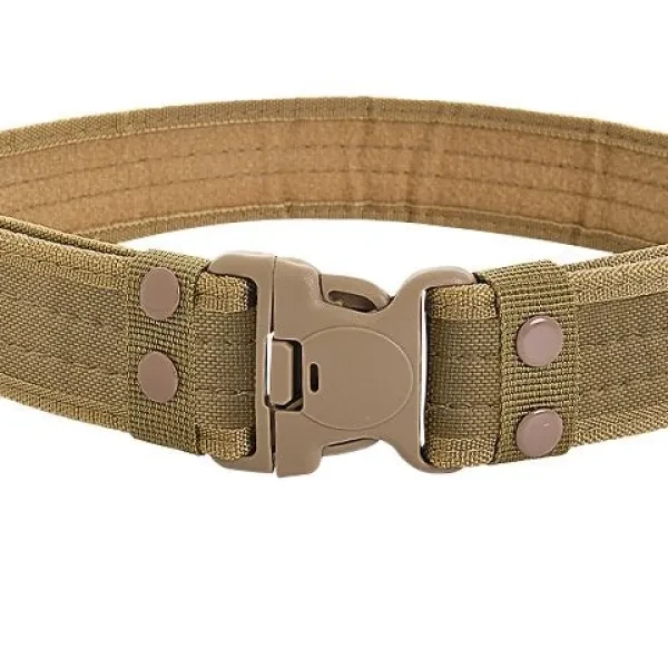 Khaki Tactical Belt for Men with Heavy Duty Buckle - Outdoor Travel Hunting Hiki
