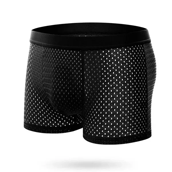 Soft Fabric Mesh Breathable Plain Color Undergarments Boxer Brief Men Underwear