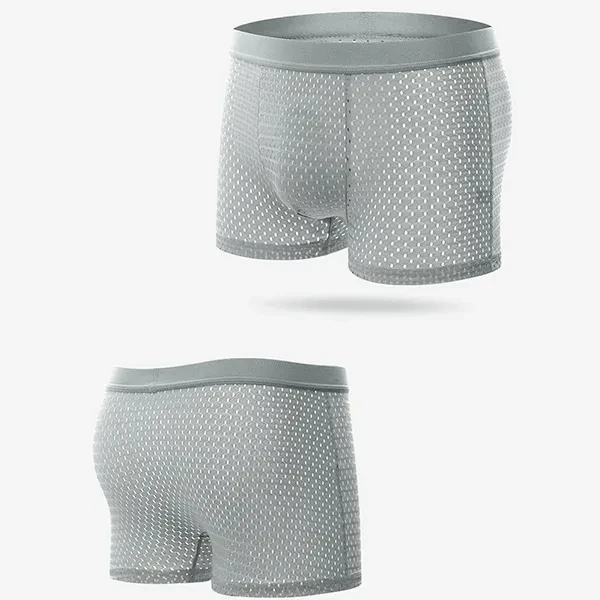 Soft Fabric Mesh Breathable Plain Color Undergarments Boxer Brief Men Underwear