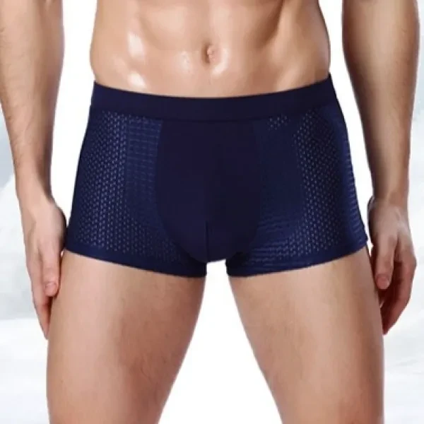 Soft Fabric Mesh Breathable Plain Color Boxer Brief Underwear For Men