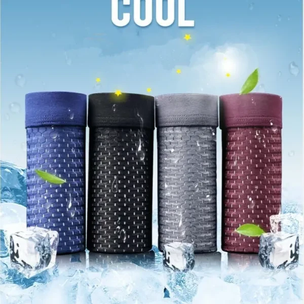 Soft Fabric Mesh Breathable Plain Color Boxer Brief Underwear For Men