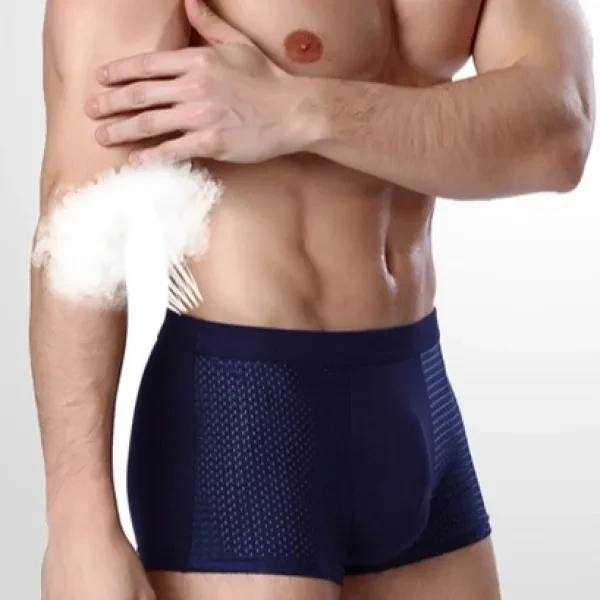 Soft Fabric Mesh Breathable Plain Color Boxer Brief Underwear For Men
