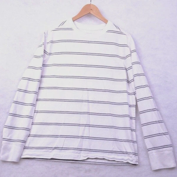 Men's White Stripes Sleepwear Set - Soft Cotton Top & Elastic Waist Pajama