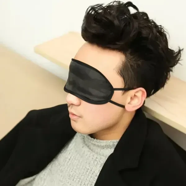 Men Headwear Soft Fabric Light Isolation Portable Travel Eye Cover Black Color S