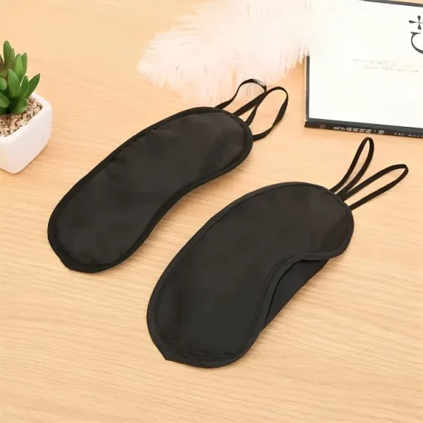 Men Headwear Soft Fabric Light Isolation Portable Travel Eye Cover Black Color S