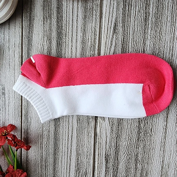 Comfy Low Cut Socks with Trendy Dual Tone Letters Print - Pink White Shades Elas