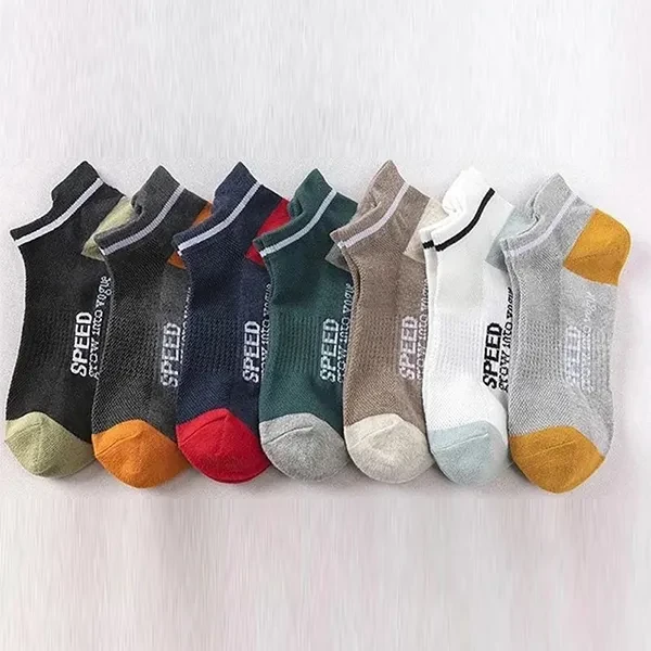 5 Pairs Multi Tone Letters Pattern Breathable Men Fashion Summer Wear Casual Ank