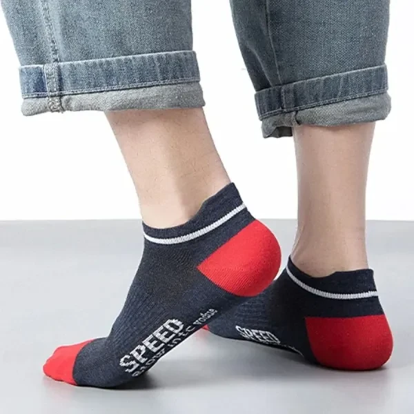 5 Pairs Multi Tone Letters Pattern Breathable Men Fashion Summer Wear Casual Ank