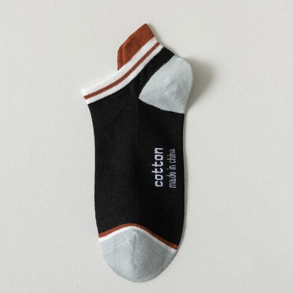 Letters Print Breathable Men No Show Socks Casual Soft Fabric Summer Short Socks