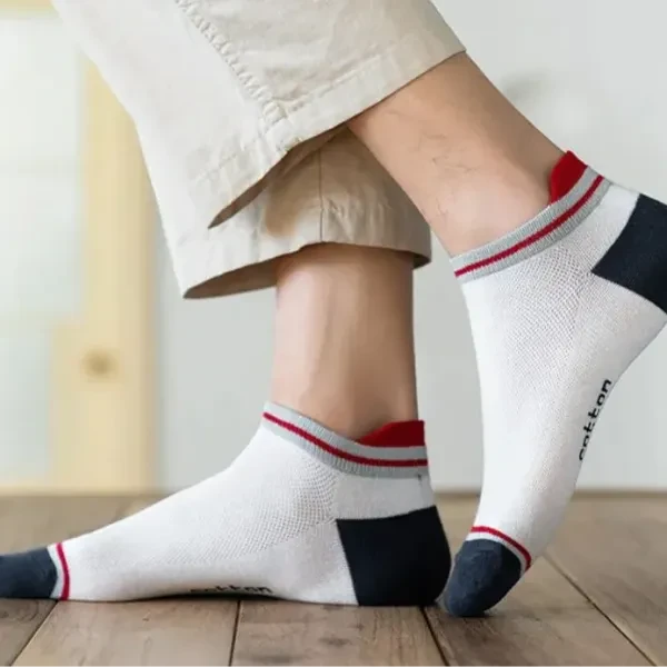 Letters Print Breathable Men No Show Socks Casual Soft Fabric Summer Short Socks