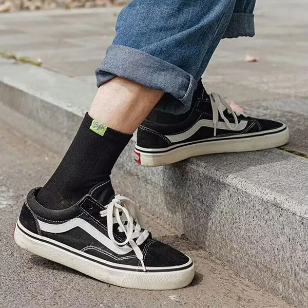 Multi Color Ribbed Pattern Men Socks 5 Pairs Breathable Cotton Casual Formal Wea