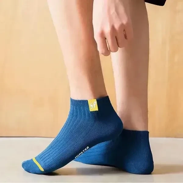 Ribbed Design Letter Printed Breathable Elastic Fabric No Show Invisible 5 Pairs