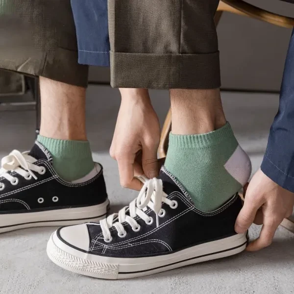 Colorful Design Men Low Cut Sports Wear Socks Soft Elastic Fabric No Show 5 Pair