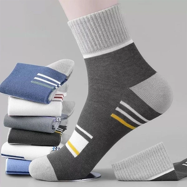5 Pairs Multi Color Soft Fabric 5 Pairs Men Crew Socks Breathable Cotton Elastic