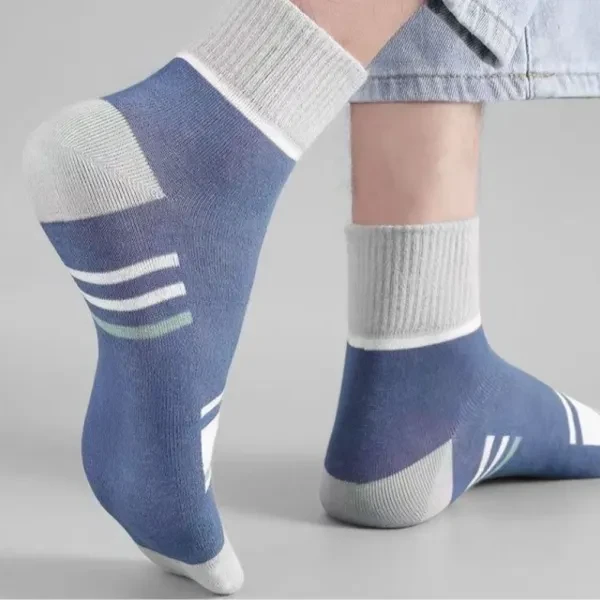 5 Pairs Multi Color Soft Fabric 5 Pairs Men Crew Socks Breathable Cotton Elastic