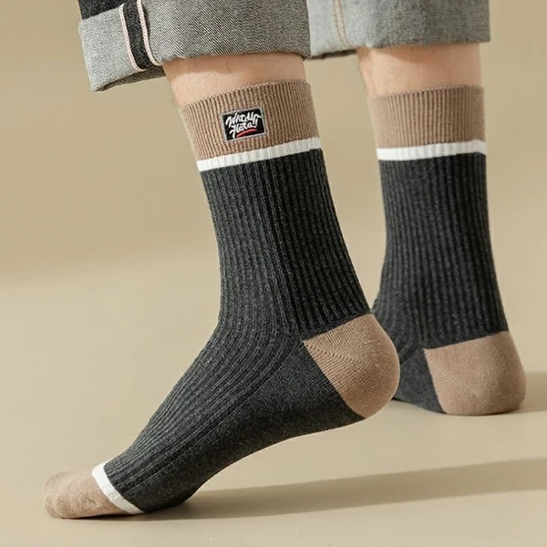 Breathable Cotton Fabric Men Fashion Ankle Socks 5 Pairs Ribbed Multi Tone Summe