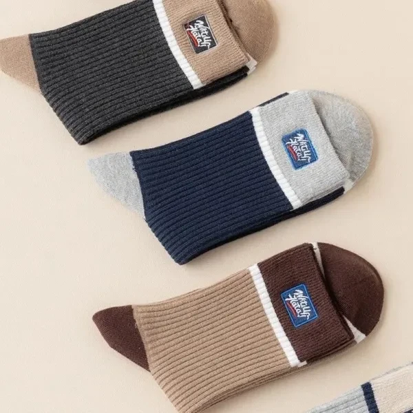 Breathable Cotton Fabric Men Fashion Ankle Socks 5 Pairs Ribbed Multi Tone Summe