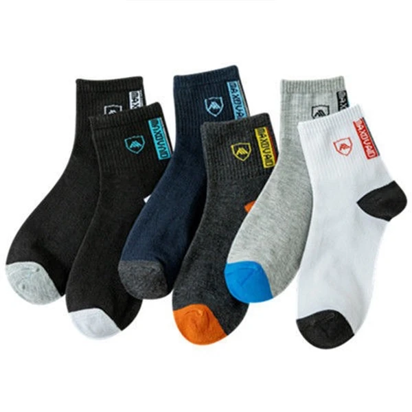 6 Pairs Letters Print Men Casual Ankle Socks Summer Fashion Breathable Cotton So