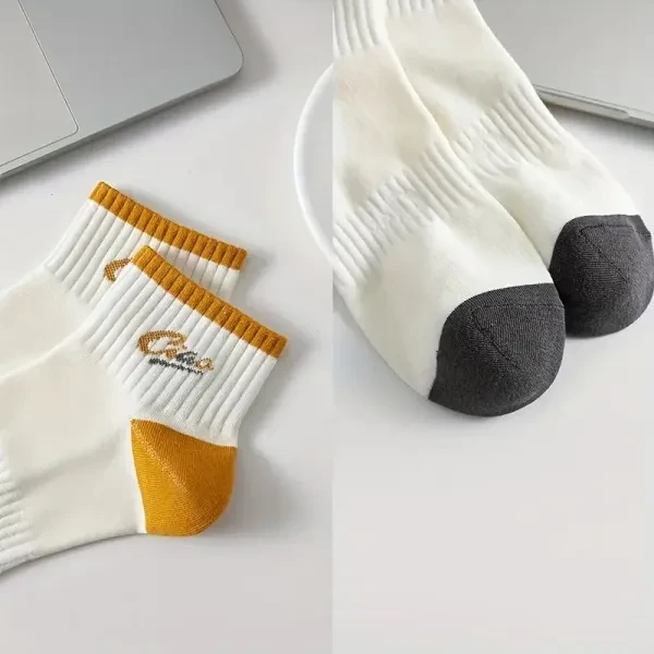 Colorful Letters Stripes Print Men Fashion Socks Set Breathable Soft Fabric Casu