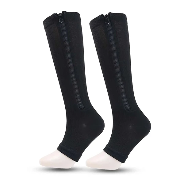 Fashionable Stretch Leg Support Zip Compression Open Toe Sports Unisex Single Pa