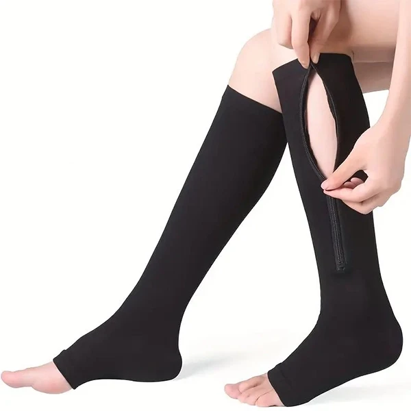 Fashionable Stretch Leg Support Zip Compression Open Toe Sports Unisex Single Pa