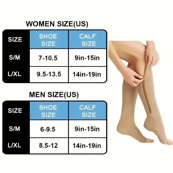 Fashionable Stretch Leg Support Zip Compression Open Toe Sports Unisex Single Pa