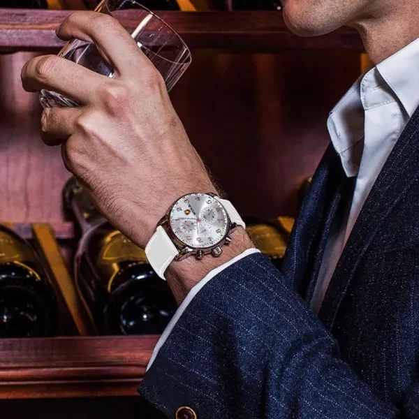 Men Fashion Casual Sports Watch, Leather Band Quartz Wristwatch For Men