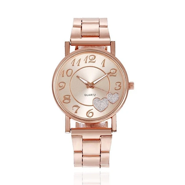 Fashion Love Dial Watch with Metal Strap - Quartz Wristwatch for Men/Women (Hear