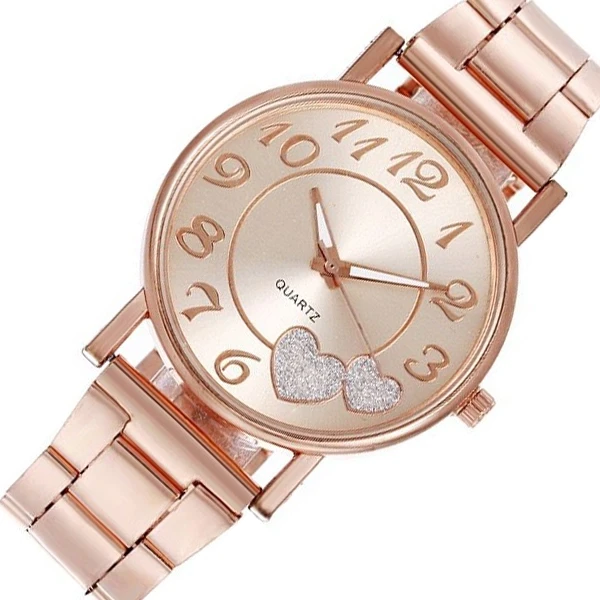 Fashion Love Dial Watch with Metal Strap - Quartz Wristwatch for Men/Women (Hear