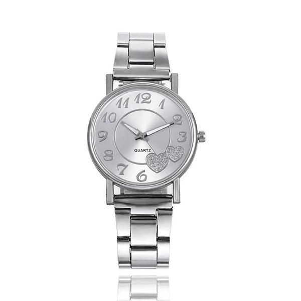 Stainless Steel Heart Dial Watch for Men and Women