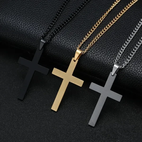 Stylish Golden Cross Pendant Necklace for Men - Durable Chain