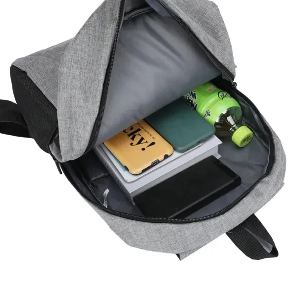 Men Traveler Backpack USB Charging Double Handle Zipper Closure Laptop School Ou