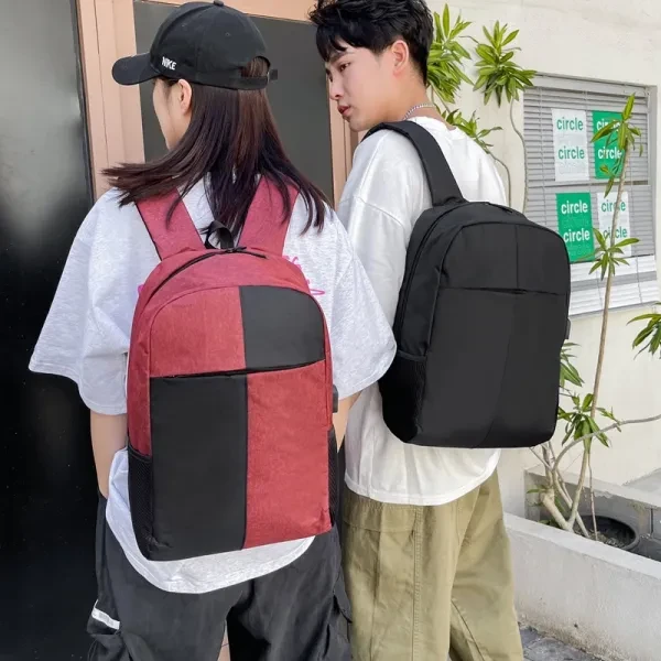 Men Traveler Backpack USB Charging Double Handle Zipper Closure Laptop School Ou