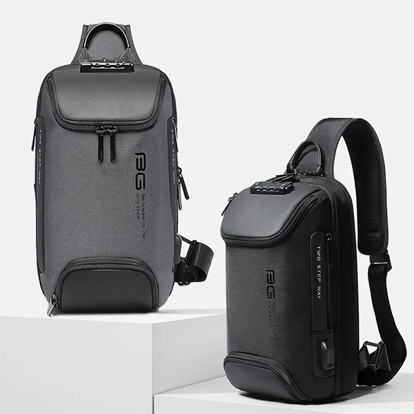 Waterproof Oxford Crossbody Backpack for Men - Black TSA Lock