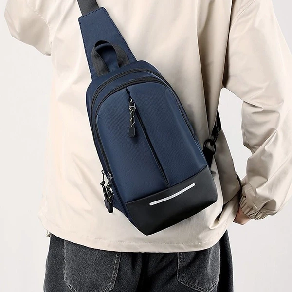 Blue Waterproof Crossbody Backpack for Men Multi Pockets