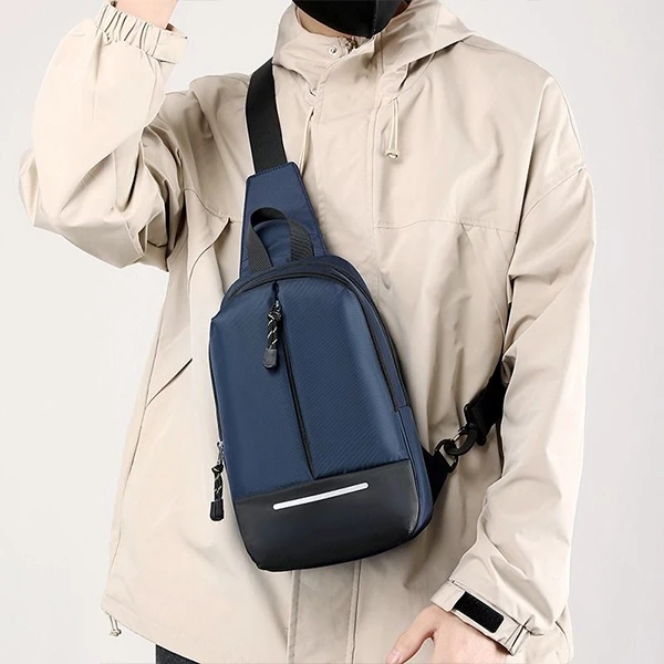 Blue Waterproof Crossbody Backpack for Men Multi Pockets