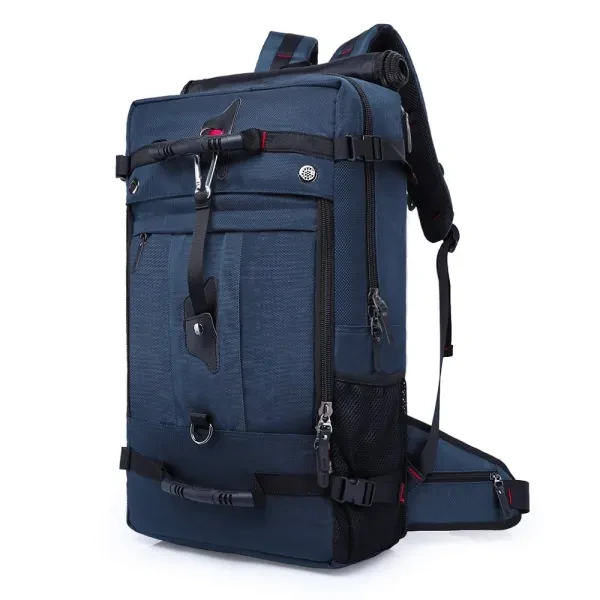 Blue Canvas Travel Backpack - Waterproof Large Capacity Premium Quality Adjustab