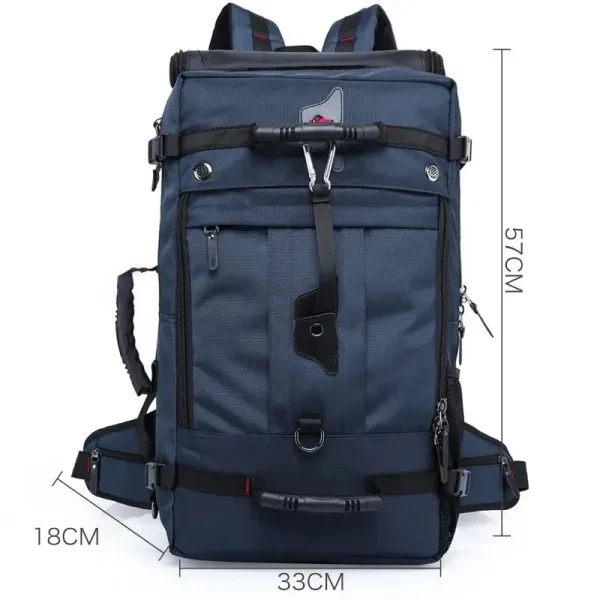 Blue Canvas Travel Backpack - Waterproof Large Capacity Premium Quality Adjustab
