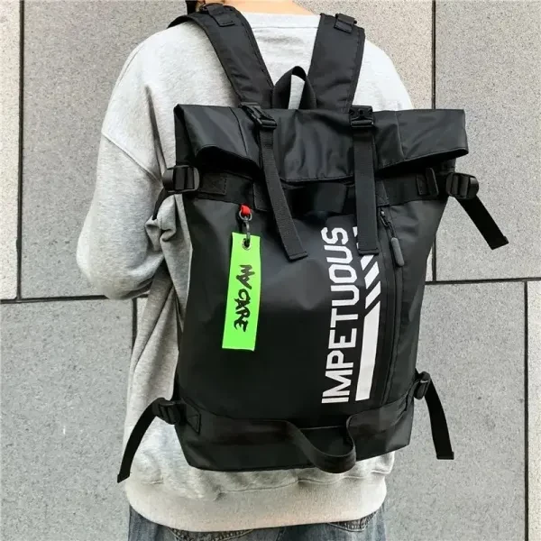 Men's Black Letters Print Backpack