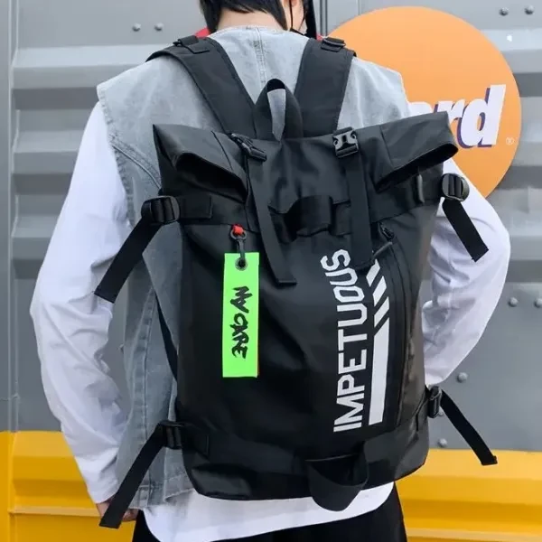 Men's Black Letters Print Backpack