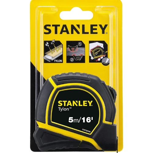 Stanley Tylon Short Tape Measure, 5m/16' x 19mm, Yellow/Black, STHT36194