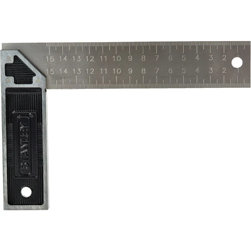 Stanley Try Square 150 mm - 6 Inch With Cast Zinc Handle 124 mm – 4-7/8 Inch, Si