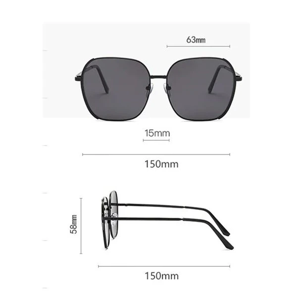 Fashionable Square Frame Sunglasses Metal Frame UV Sun Protection Unisex Glasses