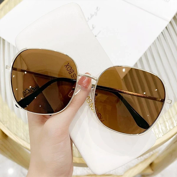 UV Protection Sunglasses | Korean Round Face Shades | Big Face Slimming | Glass