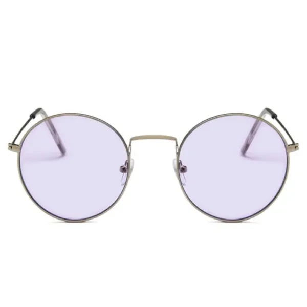 Stylish Purple Round Sunglasses Men's Metal Frame Shades