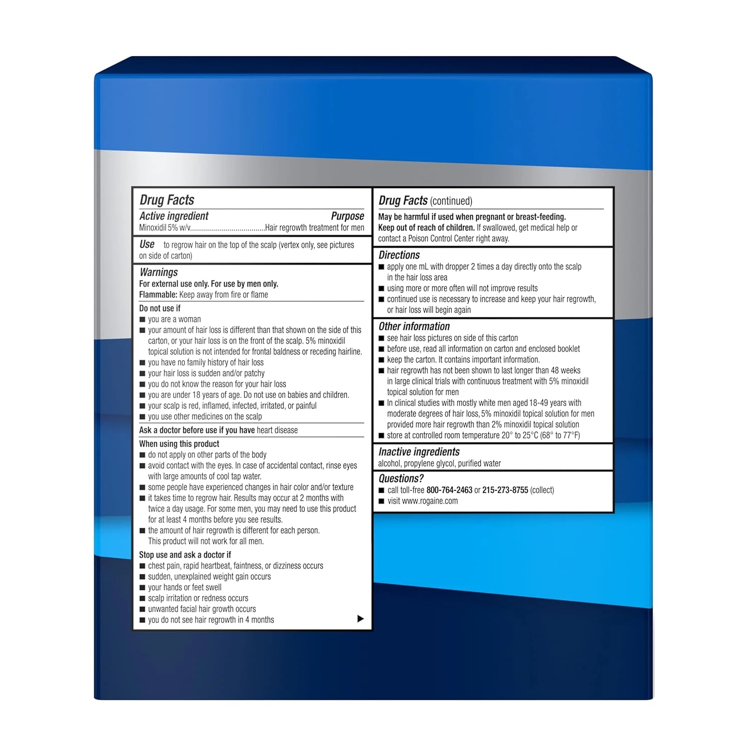 Men's Rogaine Extra Strength 5% Minoxidil Topical Solution for Thin Hair