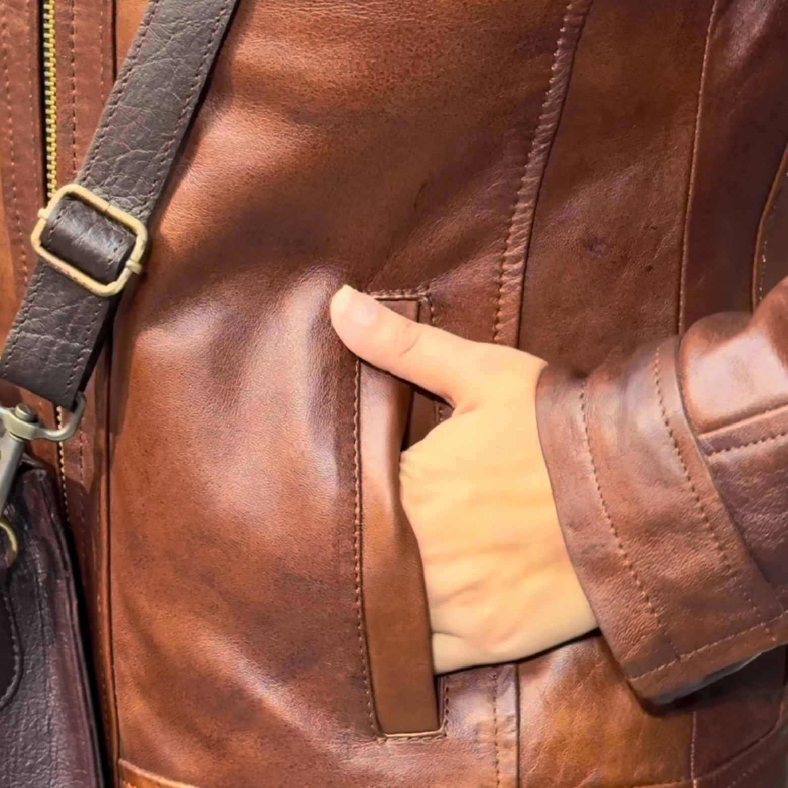 BIKER Leather Jacket – TERRY BROWN – Lamb skin – Soft and Light – GR