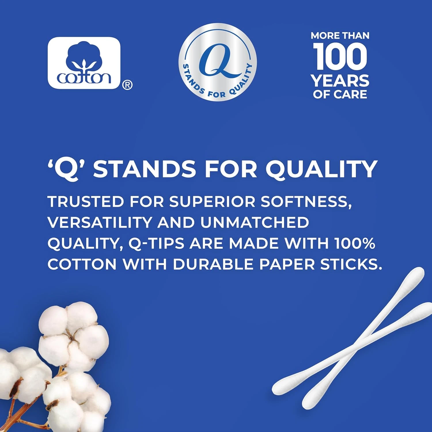 Q-tips Cotton Swabs For Hygiene and Beauty Care Original Cotton Swab Made With 1