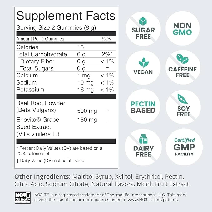 humanN SuperBeets Sugar-Free Nitric Oxide Circulation Gummies - Blood Pressure S