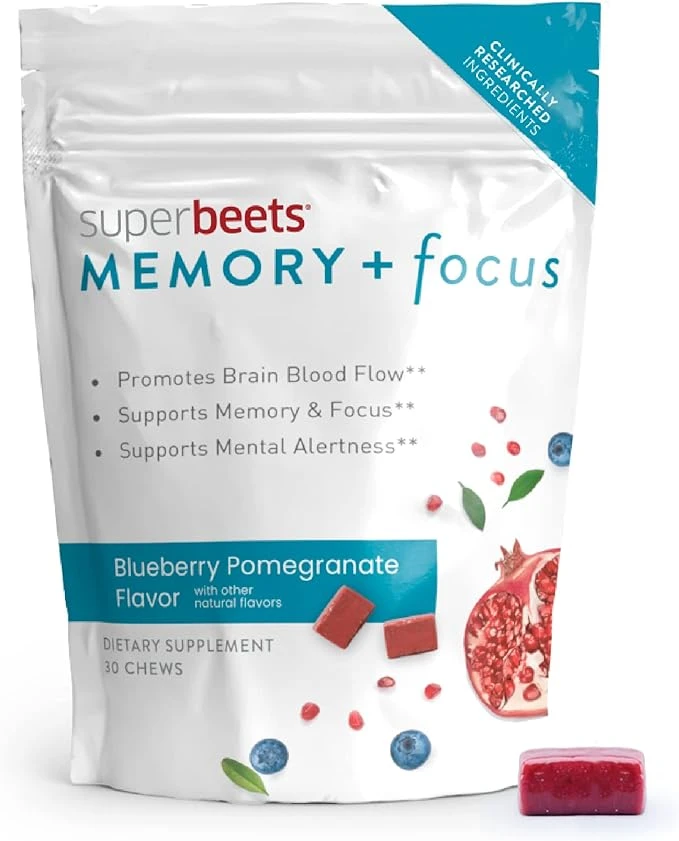 humanN SuperBeets Memory & Focus Support Supplement Chews – Mental Alertness + C